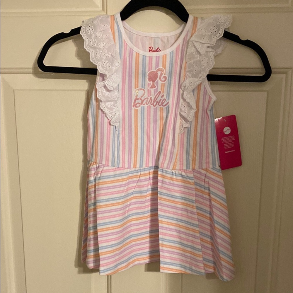 Barbie Striped Dress with Ruffle Sleeves